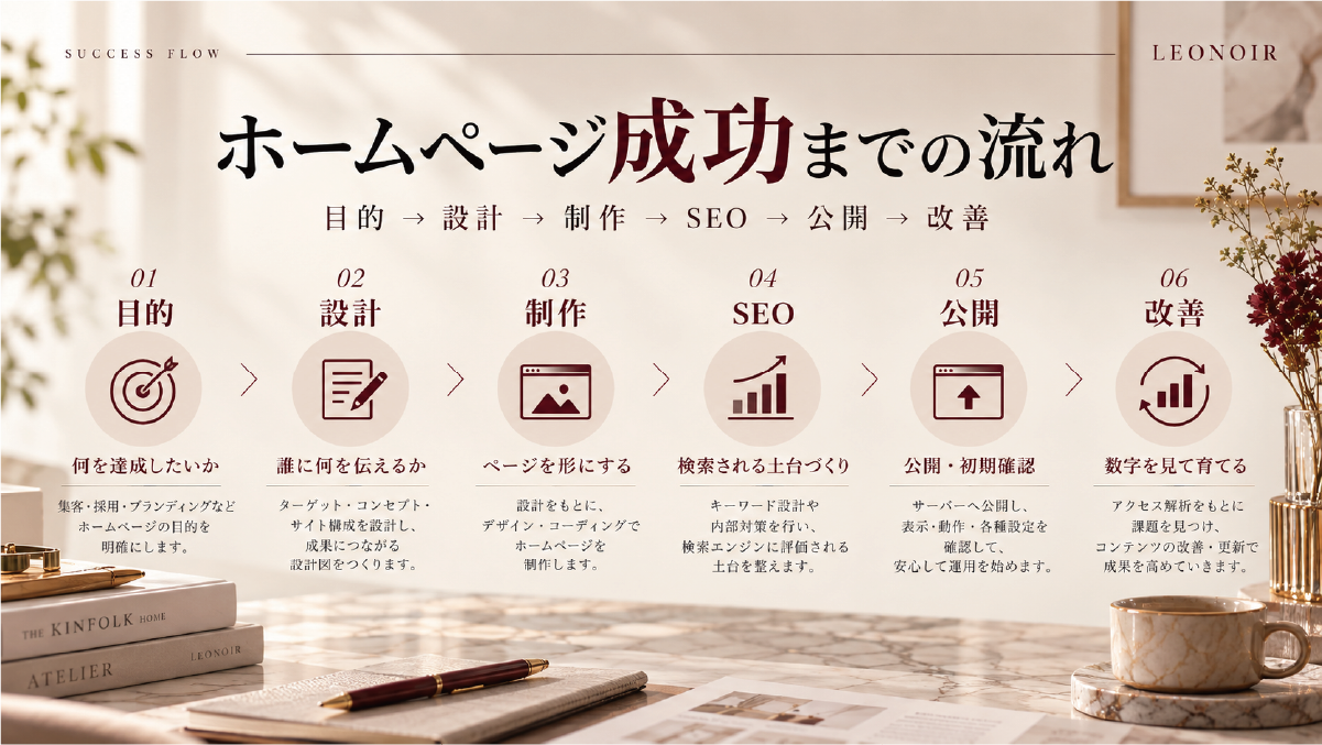 中小企業のホームページ制作から改善までの流れ